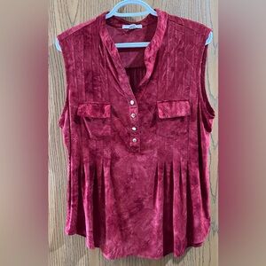 Westport 1962 Red Half Button Sleeveless Top XL